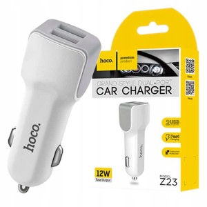 Ładowarka samochodowa HOCO Z23 Grand biała 2xUSB